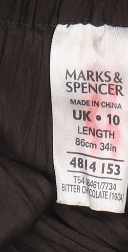 Marks and Spencer Women's Brown Silk Pleated Skirt Size 10