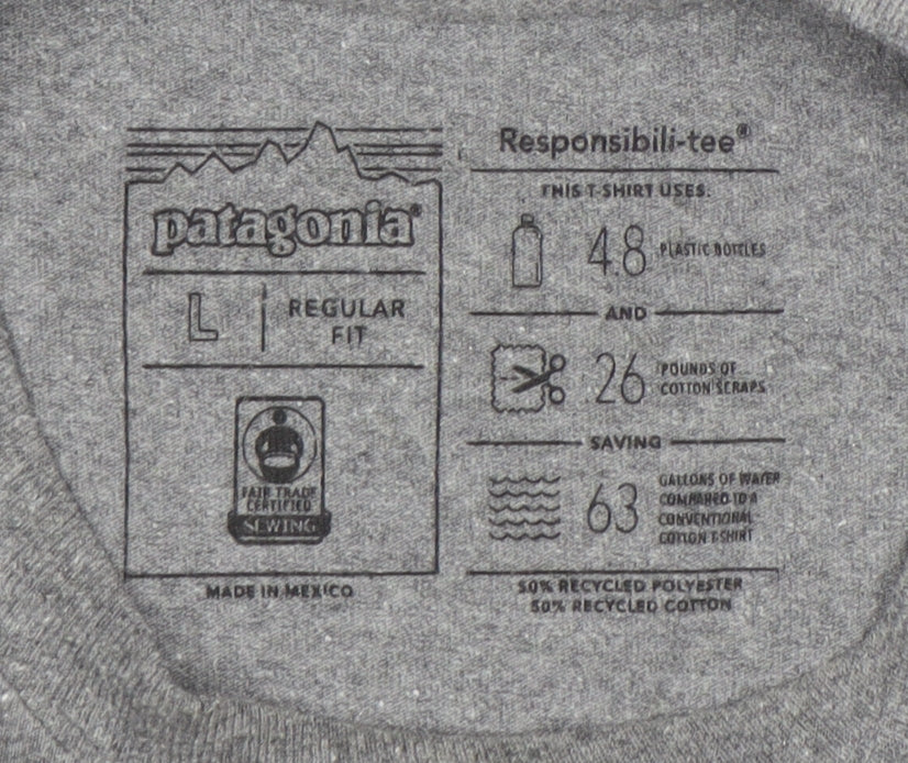 Patagonia Men's Grey Long Sleeve T-Shirt - Size L