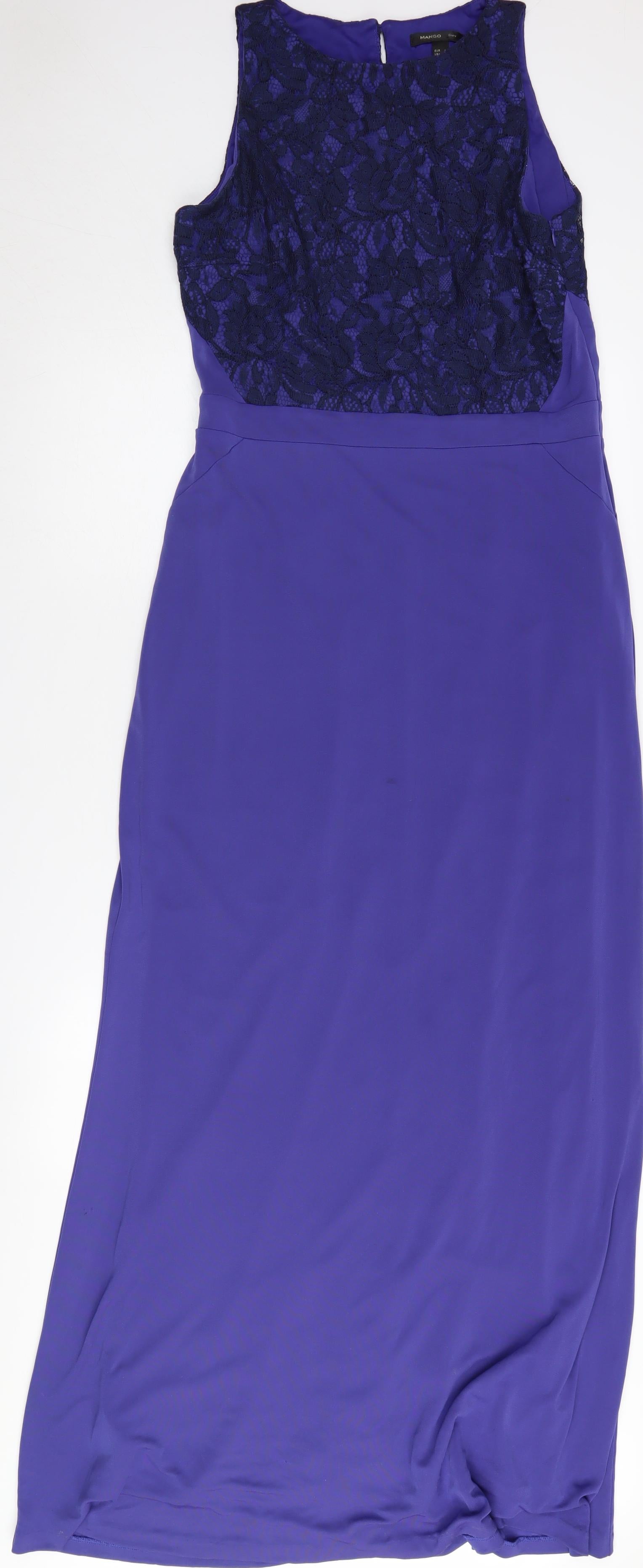 Mango Women's Blue Sleeveless Lace Dress Size 12 – Preworn