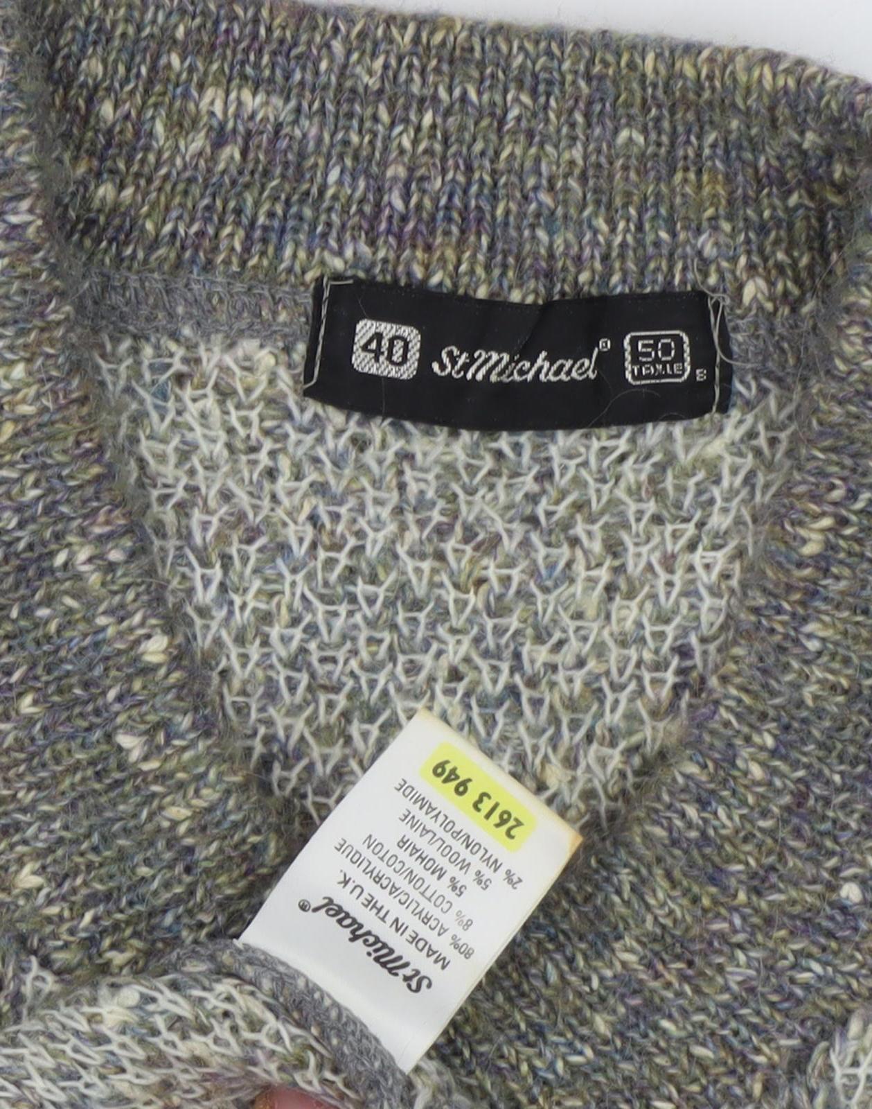 St Michael Men's Grey Cable-Knit Pullover Jumper M