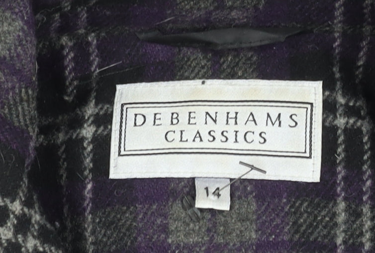 Debenhams Women's Purple Plaid Duffle Coat Size 14