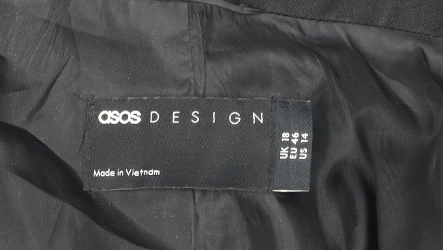 ASOS Design Women's Black Blazer UK 18 Double-Breasted