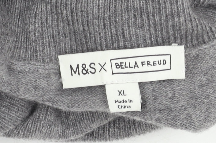Marks and Spencer Grey Cashmere Roll Neck Jumper XL