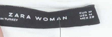 Zara Woman White Halter Blouse, M, Long Sleeve, Cold Shoulder