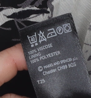 Marks and Spencer Floral Black Long Skirt, Size 16