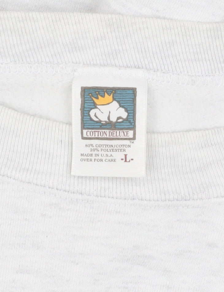 Cotton Deluxe Men's White Pullover Sweatshirt L