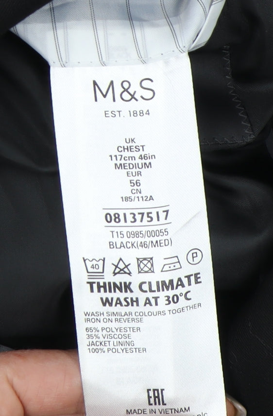 Marks and Spencer Men's Black Blazer Medium 46R