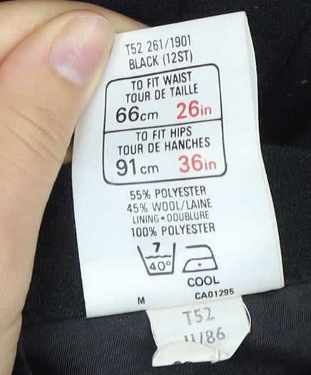 St Michael Women's Black Pleated Knee Length Skirt Size 12