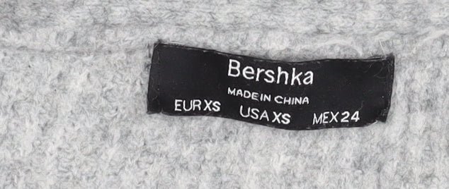 Bershka Women's Grey XS V-Neck Cardigan Knit