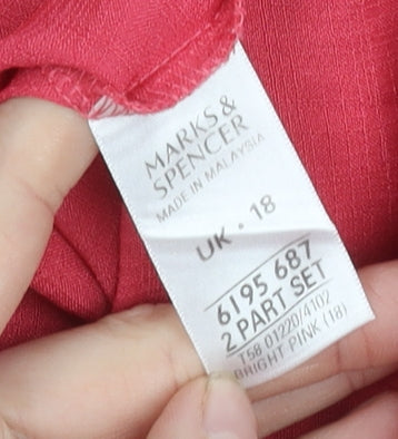 Marks and Spencer Women's Red Button-Up Shirt Size 18