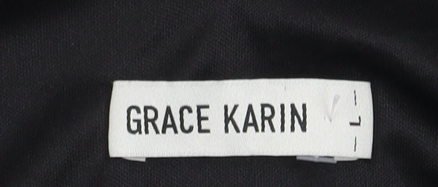 Grace Karin Women's Black Sequin Tank Top, Size L, V-Neck