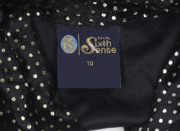 C&A Women's Black Polka Dot V-Neck Top Size 10