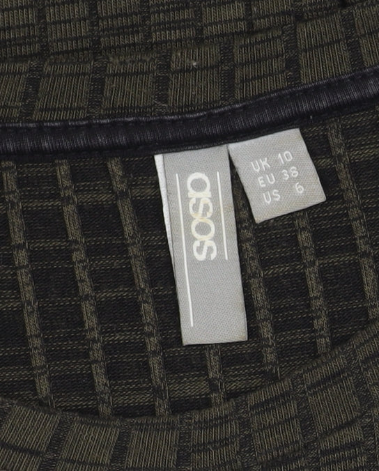 ASOS Women’s Green Check Midi Sheath Dress Size 10