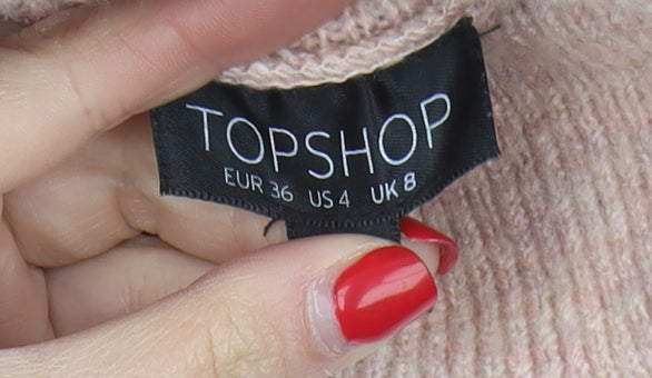 Topshop Women's Pink Roll Neck Pullover Jumper Size 8