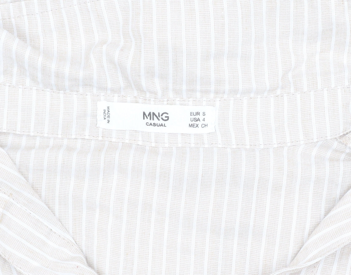 MNG Casual Women's Beige Button-Up Shirt, Size 4
