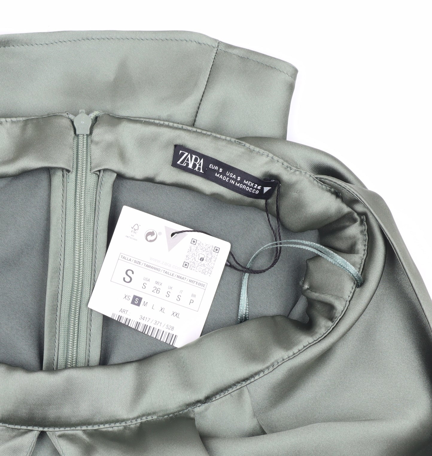 Zara Women's Green Silk A-Line Halter Dress, Size S