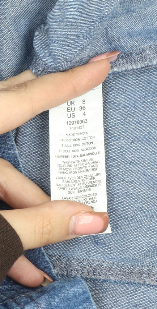 ASOS DESIGN Women's Blue Denim Dress, Size 8, Sleeveless