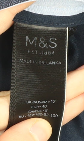Marks and Spencer Women's Blue Straight Trousers Size 12