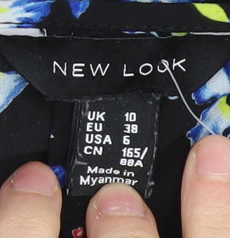 New Look Women's Black Floral Blouse, Size 10