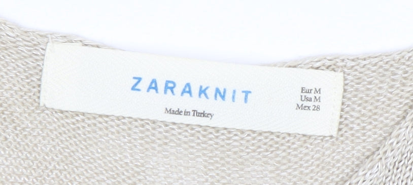 Zaraknit Women's Beige Sleeveless Top M
