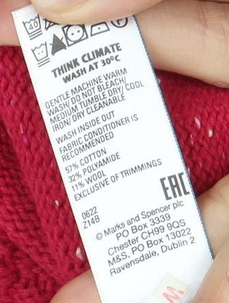 Marks and Spencer Women's Red Wool Crew Neck Jumper - Size 10