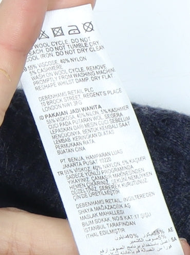 Debenhams Women Blue Cardigan Size 12, Button Accent