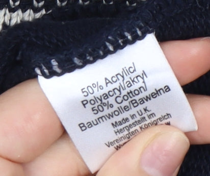 FYI Mens Black Striped Knit Pullover Jumper Medium