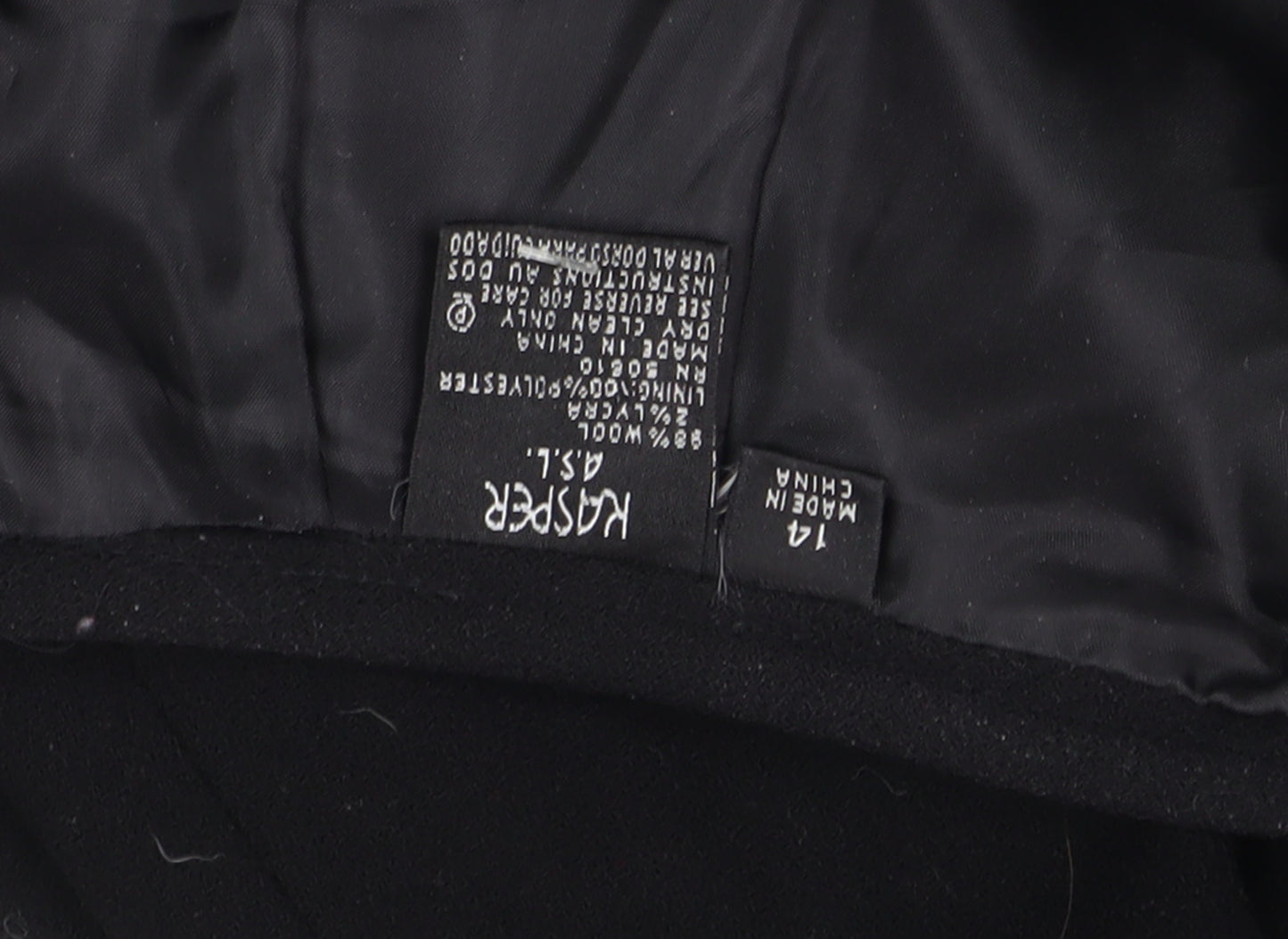 Kasper Women's Black Wool Pencil Skirt, Size 14, Business