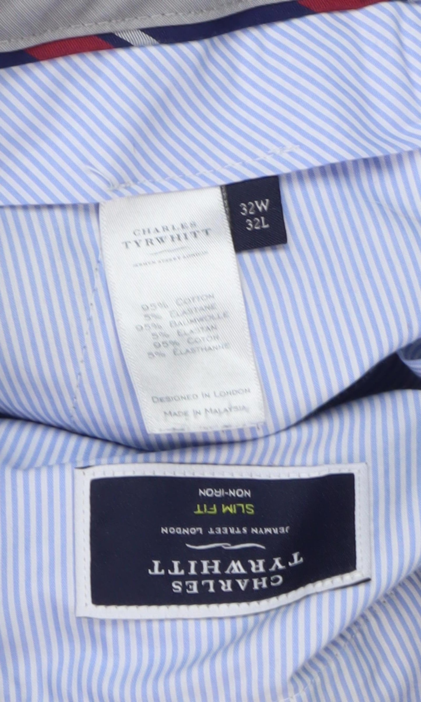 Charles Tyrwhitt Blue Slim Fit Chino Trousers 32W 32L