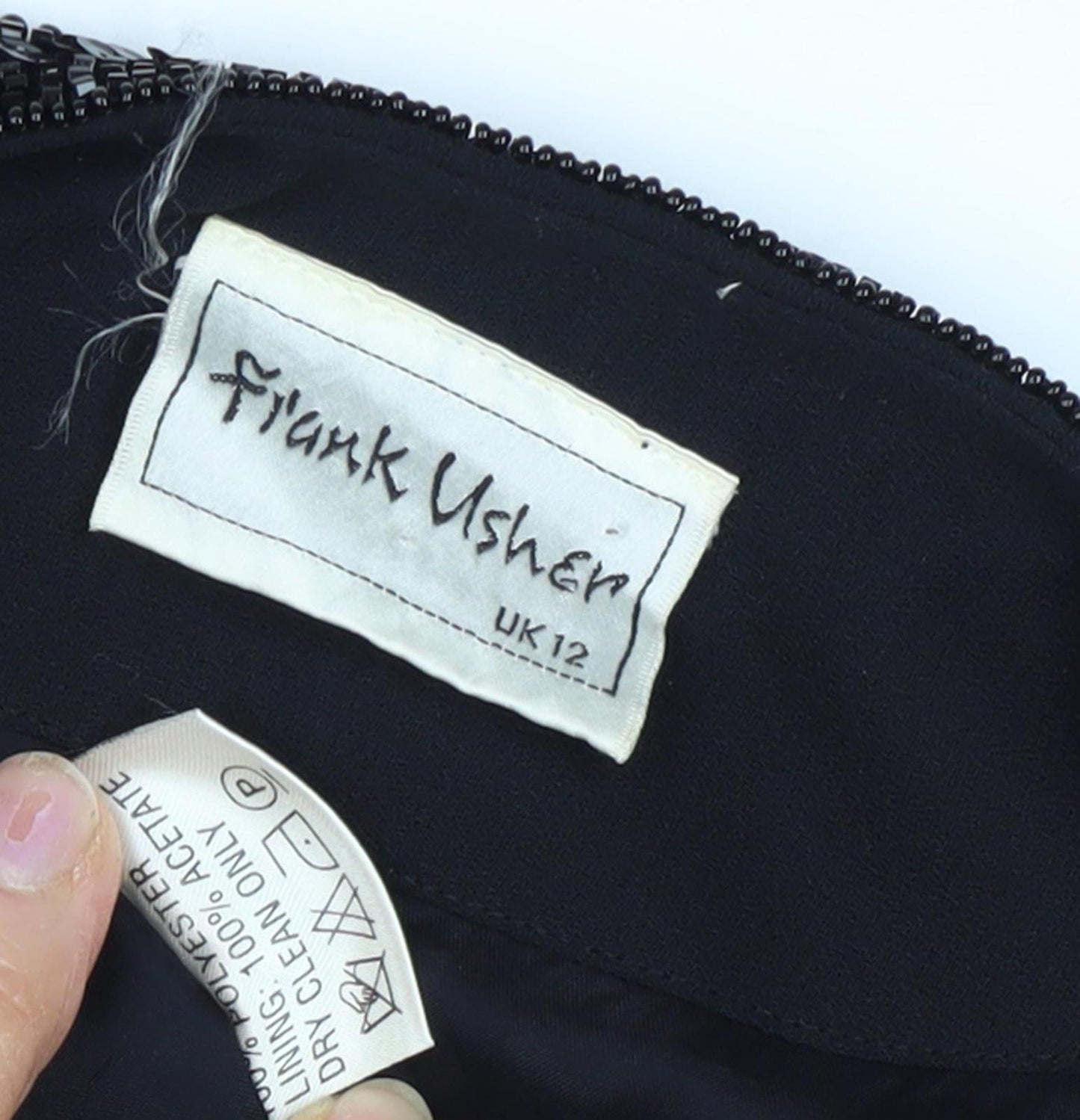 Frank Usher Women's Black Beaded Cropped Jacket