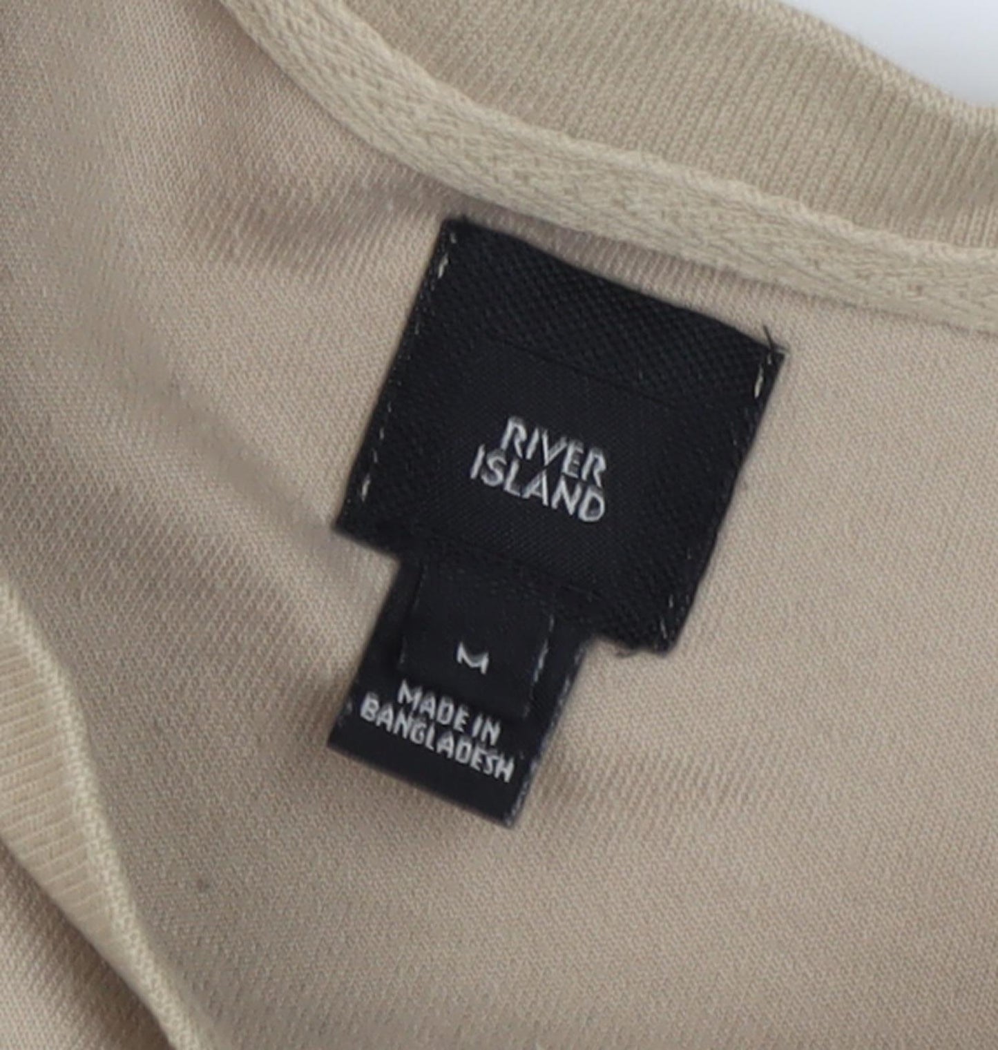 River Island Beige Men's Pullover Sweatshirt M Logo