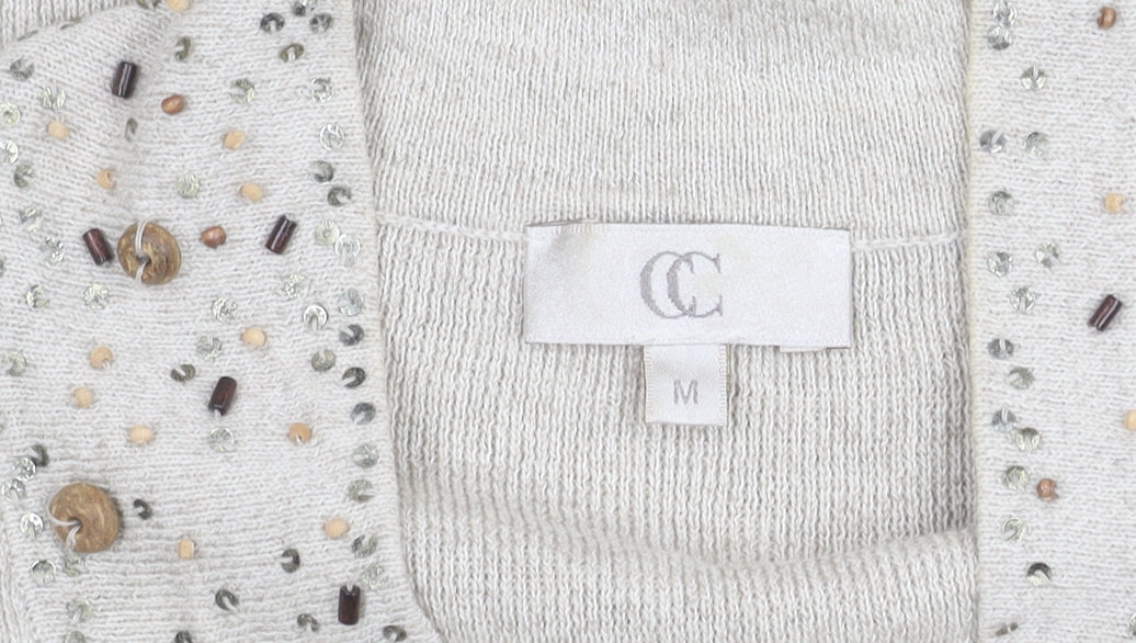 CC Women's Beige Blouse M Sleeveless Summer Knit