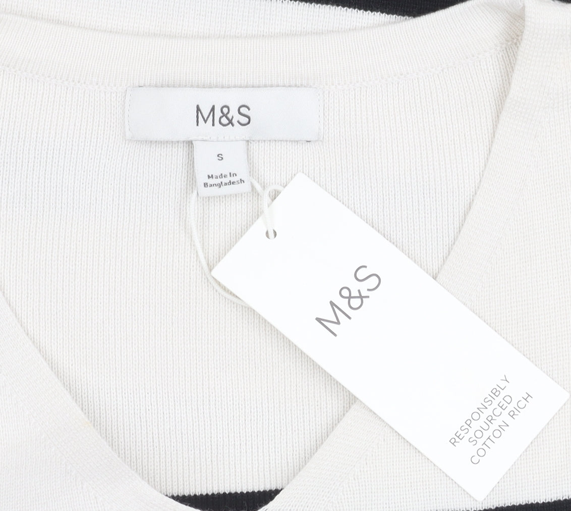 Marks and Spencer Women's Black Striped Pullover Jumper