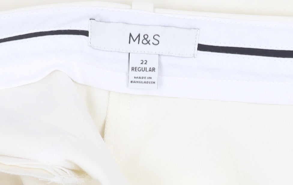 Marks and Spencer Women's White Trousers Size 22 Regular