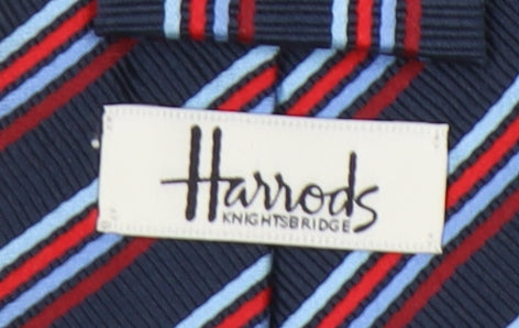 Harrods Men's Blue Striped Slim Silk Tie One Size