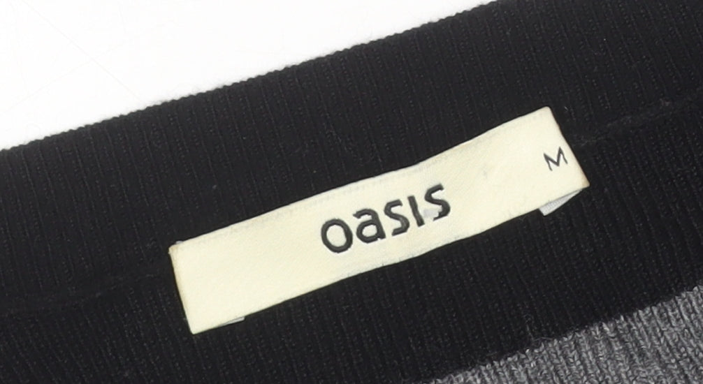 Oasis Women's Black Grey Striped Knit Dress M