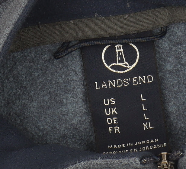 Lands' End Mens Blue 1/4 Zip Fleece Sweatshirt L