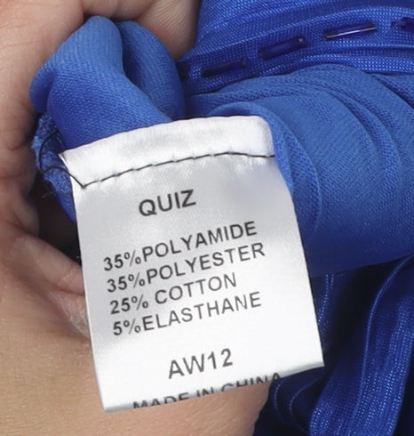 Quiz Women's Blue Bodycon Dress M, Beaded Strapless