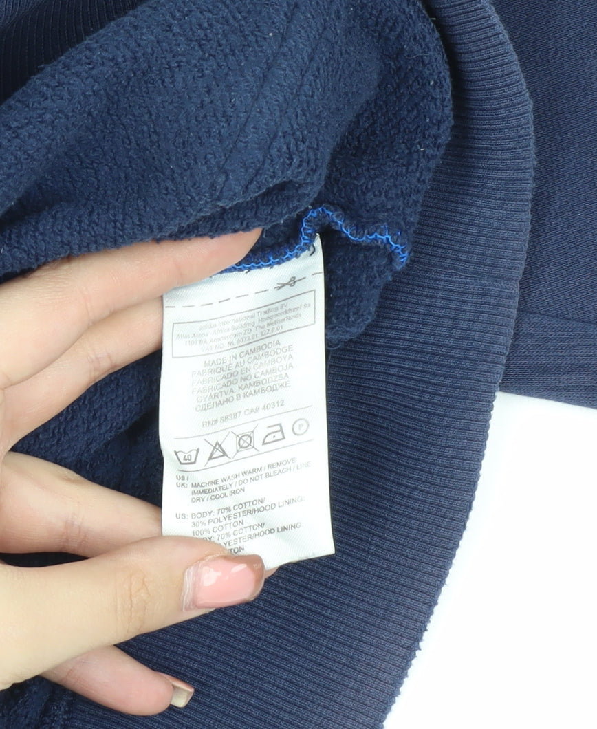 Adidas Men's Blue S Pullover Hoodie with Logo