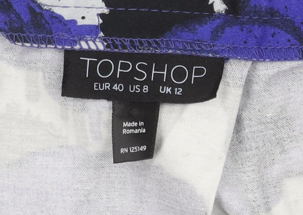 Topshop Women's Multicoloured Floral Skirt, Size 12, Knee Length