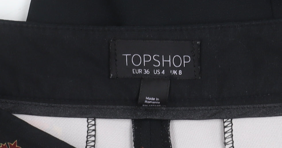 Topshop Women's Black Paisley Trousers Size 8 Regular