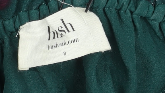 Hush Women's Green Floral Dress Size 8 Long Sleeve Lined