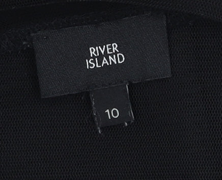 River Island Women's Black Embroidered Dress Size 10