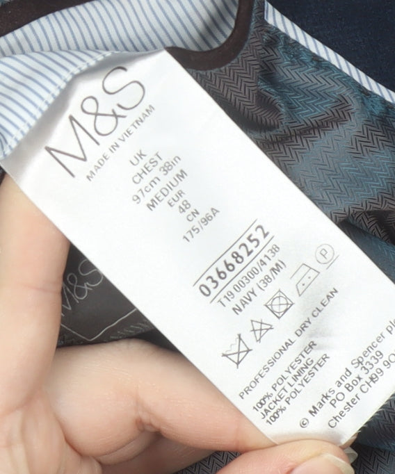 Marks and Spencer Men's Blue Blazer, 38R Two-Button