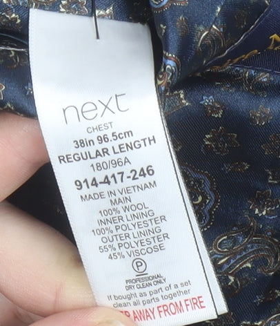 Next Men's Brown Plaid Waistcoat Size 38 Regular Fit