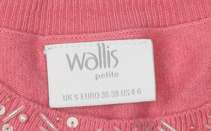 Wallis Petite Pink Beaded Women's Pullover Jumper S
