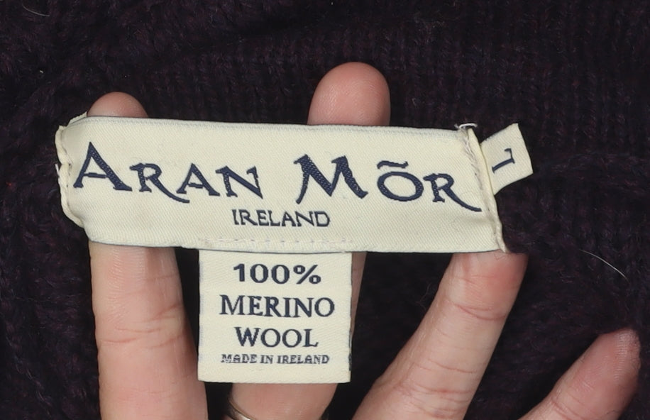 Aran Mór Women's Black Cable-Knit Jumper, Size L