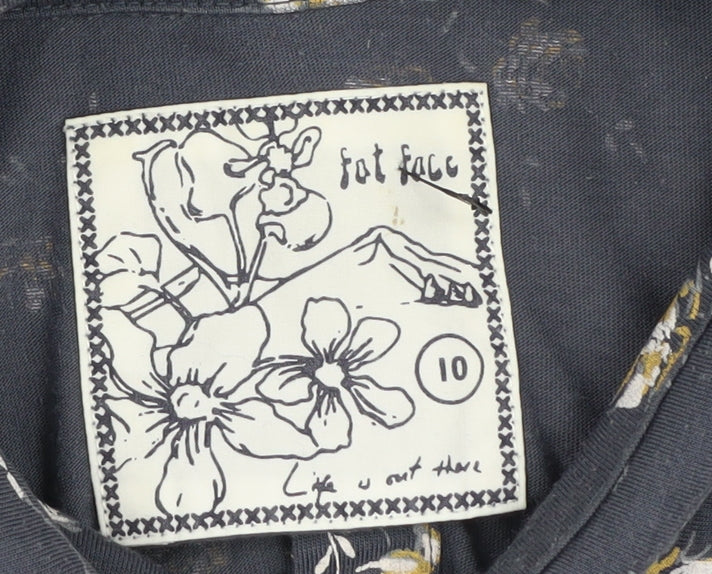 Fat Face Women's Blue Floral Button-Up Shirt Size 10