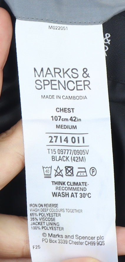 Marks and Spencer Men's Black Blazer, Size 42R Formal Jacket