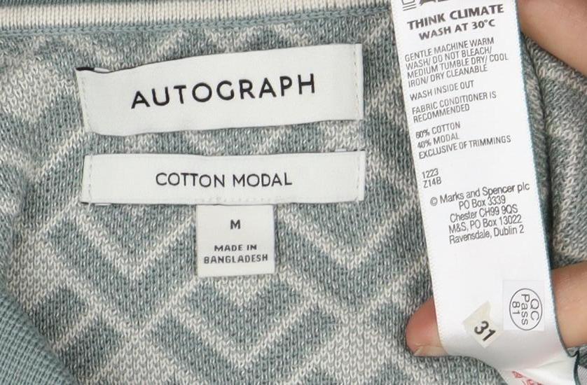 Autograph Men's Green M Collared Cardigan Button